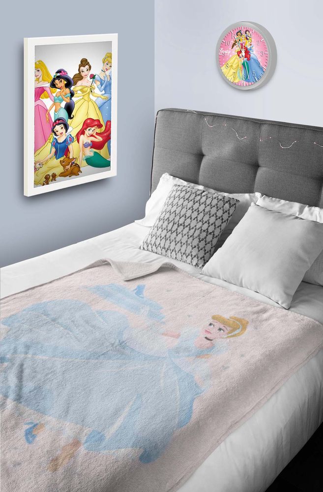 Disney Princess Flannel Blanket, Multicolour - 160x220 cm