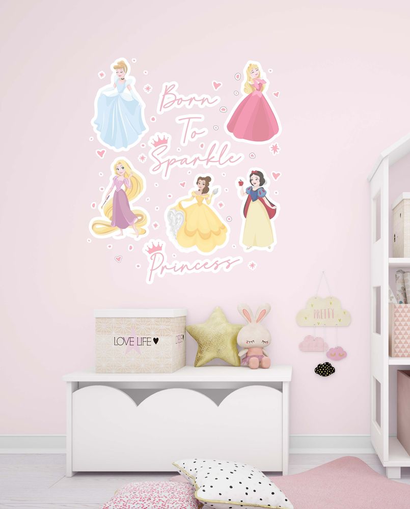 Disney Princess Removable Art Wall Stickers, Multicolour