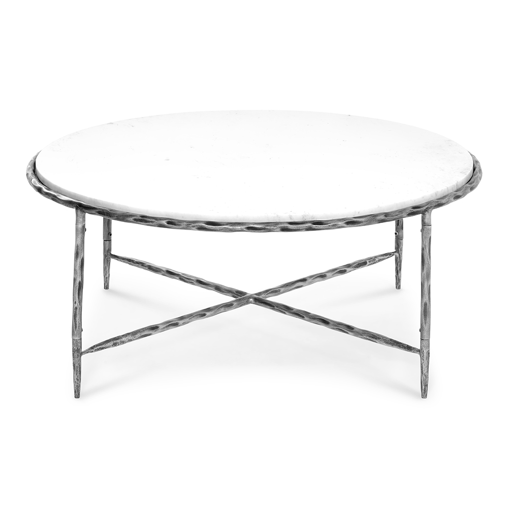 Ethan Marble Top Coffee Table, Brushed Grey & White