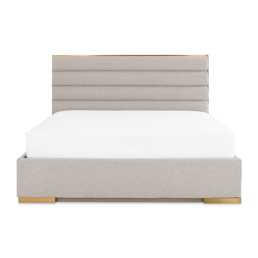 سرير تورنتو، أوف وايت وذهبي مصقول 200 × 200 سم