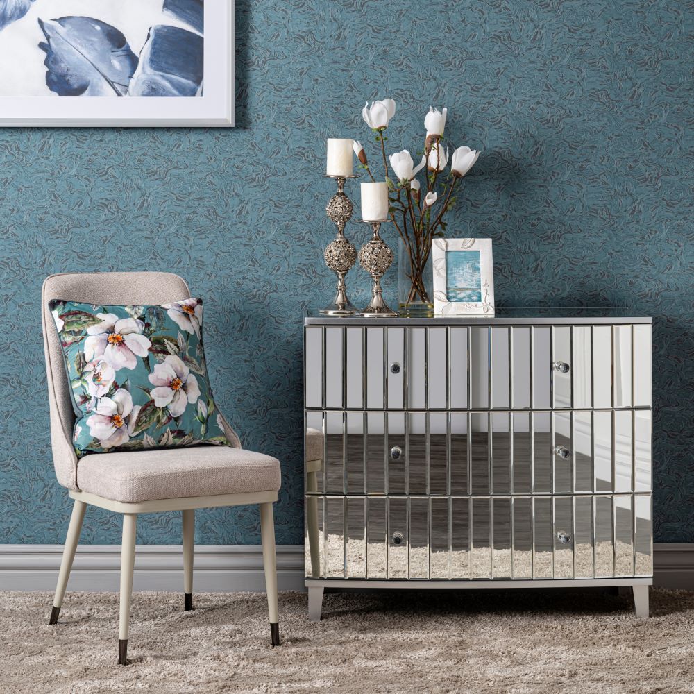 Cara Chest of Drawers, Silver & Clear