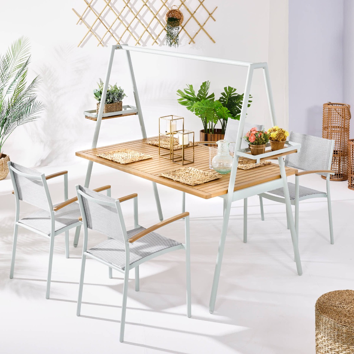 Copen Dining Set, Natural & Green