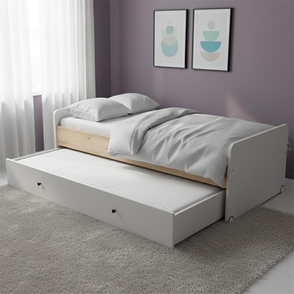 Frost Compact Single-Sized Bed & Pullout Bed, Grey