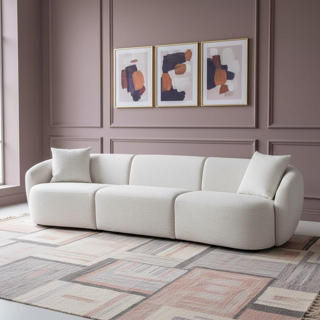 Harmony 3-Seater Sofa Set, White