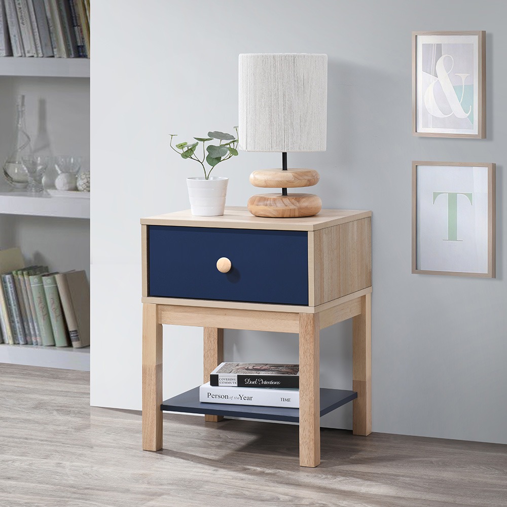 Kevin Nightstand, Blue & Natural