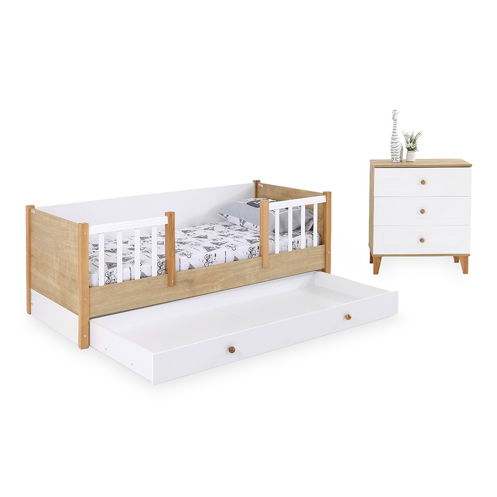 Tiffany Bed Set With Chest of Drawer & Pull-out Bed